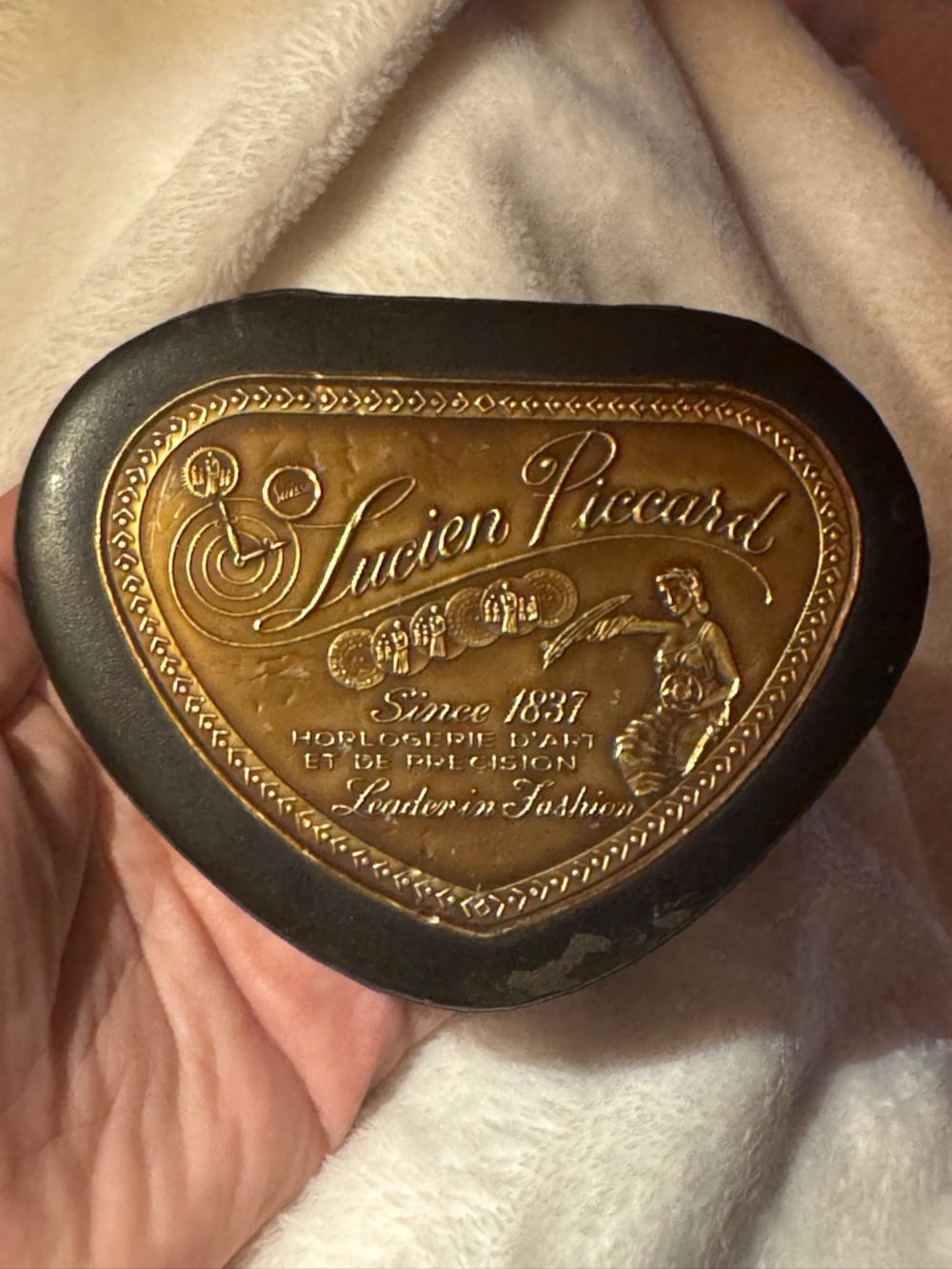 Vintage Lucien Piccard 14K Gold Ladies Cocktail Watch & Heart-Shaped Gold Box - Picture 2 of 9